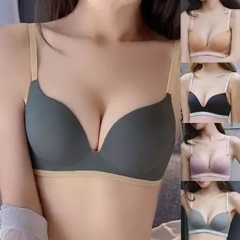 Сексуальный женский цельный бесшовный бюстгальтер с буквенным принтом, бюстгальтер без стального кольца, регулируемое нижнее белье, женский бюстгальтер пуш-ап 34/75AB розовый