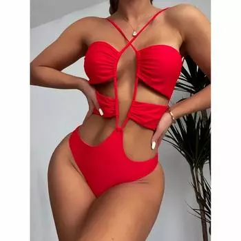 Сексуальный женский цельный купальник с лямкой на шее, бандажный купальник для женщин, купальный костюм, пляжная одежда, монокини, купальные костюмы, купальники