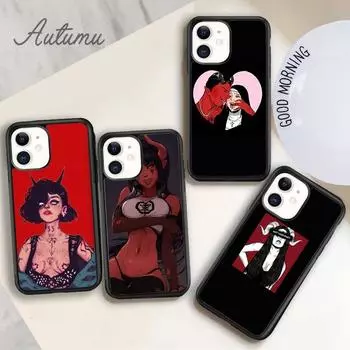 Сексуальный женский чехол для телефона с изображением дьявола для iPhone 11 12 13 14 Pro Max mini X XR XS SE 2020 5 6S 7 8 Plus Samsung Galaxy S21 S22 iPhone 6plus