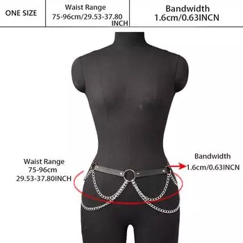 Сексуальный женский двухслойный пояс-цепочка с заклепками на бедрах, модный и обтягивающий готический пояс для фестиваля и рейва One size чёрный