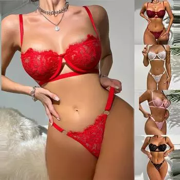 Сексуальный женский кружевной бюстгальтер комплект нижнего белья Babydoll Slip Sleepwear G-String Thong Sets Pjs S чёрный