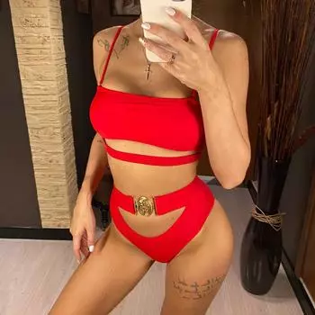 Сексуальный женский купальник-бандо без бретелек с высокой талией, женский купальник, комплект бикини из двух частей, купальный костюм S горячий розовый