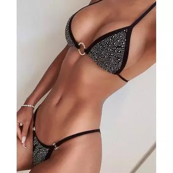 Сексуальный женский купальник на бретельках с ромбовидными шипами, двухсекционный купальник L