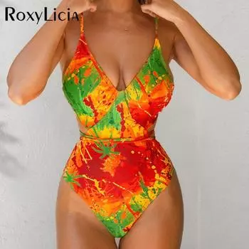 Сексуальный женский купальник с v-образным вырезом и перекрестной спинкой, цельный купальник, женский монокини с высоким вырезом, купальный костюм, купальный костюм S