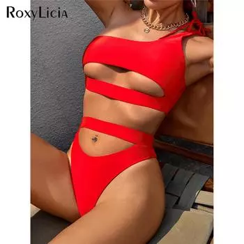 Сексуальный женский купальник с вырезом на животе, бикини с высокой талией, женский купальник из двух частей, комплект бикини, купальный костюм S чёрный