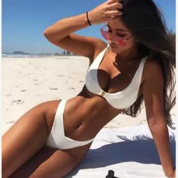 Сексуальный женский летний пляжный купальник бикини S белый