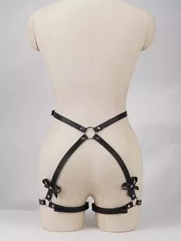 Сексуальный женский пояс для чулок на бедрах, аксессуары для повседневной носки, панк-хип-хоп-рукав с завязанными бабочками на ногах, регулируемый пояс для чулок из готической искусственной кожи One size чёрный