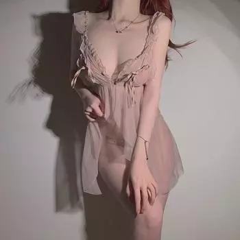 Сексуальный женский сексуальный полый соблазнительный чистый костюм с подвязками и оборками, перспективный горячий костюм average size [80-60kg]