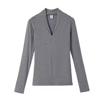 Сексуальный женский свитер с v-образным вырезом, весна-осень, элегантный приталенный пуловер, джемпер, уютный трикотаж, хлопковая футболка с длинными рукавами L чёрный