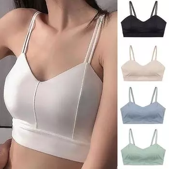 Сексуальный женский топ-труба из тонкого шелка Ice Silk, бесшовный бюстгальтер без ободка, облегающий грудь, цельное нижнее белье, топ-бюстгальтер с подкладкой для груди one size чёрный