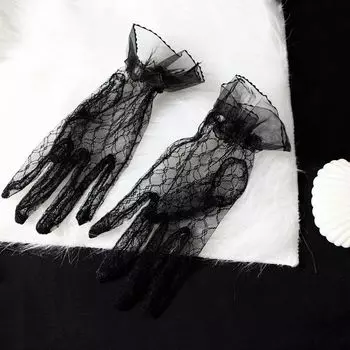 Sexy Black Mesh Vintage Cheongsam Women s Lace Gloves Black