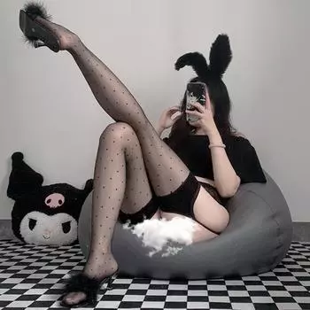 Сексуальные черные шелковые чулки женские тонкие открытые в горошек чистое желание любовь высокие прозрачные в горошек подвязки One Size