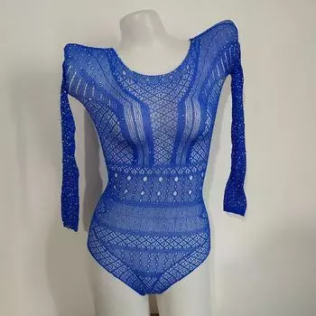 Sexy Body Underwear Fishnet Bodysuit Long Sleeve Dress Bodystocking