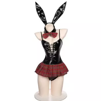 Sexy Bunny Bunny Girl Rabbit Erotic Extreme Cosplay Costume High Leg Leotard Fake Leather Bold Lingerie Temptation Moe Costume Shooting Women [SENMHS]