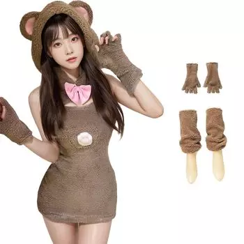Сексуальный косплей медведь Эротическая тренировка Искушение Экстрим Моэ Медвежьи ушки Куколка Нижнее белье Маскировка Милый животный костюм Маскировка Платье одного размера