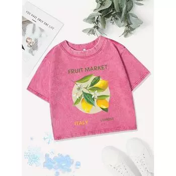 Sexy Cotton Crop Tops Womens Fruit Italy Lemone Prints Washed T-Shirts Summer Regular Fit O-Neck Streetwear Clothes M