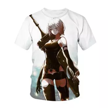 Sexy Cute Girl New Neal Automata 3D Printed T-shirt Anime Game 2B Streetwear Men s and Women s Fashion T-shirt Harajuku T-shirt S