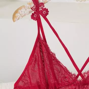 Сексуальная кружевная юбка на подтяжках с глубоким V-образным вырезом спит S