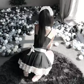 Сексуальный игривый костюм горничной Сексуальная кружевная форма горничной Чистое желание Стринги на лямках Комбинезон Косплей одежда average size M (80-60 kg)