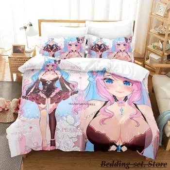 Sexy Girls Silvervale VTuber Bedding Set Single Twin Full Queen King Size Bed Set Adult Kid Bedroom Duvetcover Sets Anime Kawaii 70x133cm 2pcs