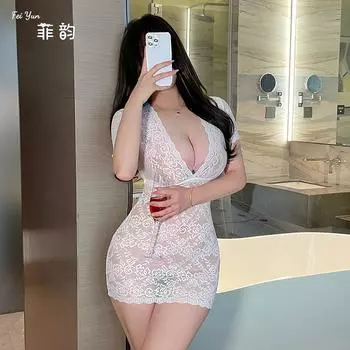 Сексуальная юбка на бедрах, сексуальный облегающий крой, платье с прозрачными вставками, чистое кружево, страстное искушение, без ночной сорочки S