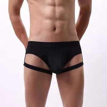 Сексуальное мужское нижнее белье из ледяного шелка на бретелях, с низкой посадкой, с эффектом лифтинга бедер, удобное, дышащее, однотонное, U-образной формы, секси-трусы-треугольники MINTL.S)
