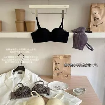 Sexy lace leopard print underwear women s small breasts gather and show large non-slip strapless steel rim half cup bra 32/AB цветной печати леопарда