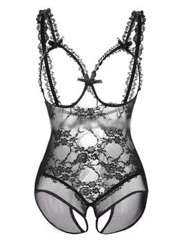 Sexy Lace Open Crotch See-through Bodysuit for Women - European and American Style Lingerie S