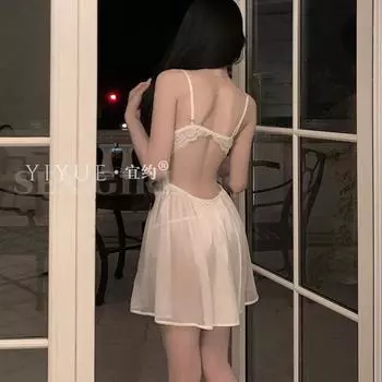 Сексуальное кружевное соблазнение с откидным воротником, юбка-молокоотсос, женское сексуальное нижнее белье, униформа чистого желания, пижама для маленькой груди M