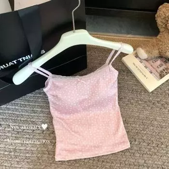 Sexy Lace Small Sling Summer Inner Wear Blouse Lace Pink One size