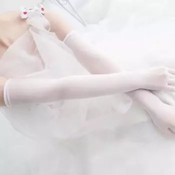 Sexy Lace Thin Transparent Hollow Breathable Long Gloves Seamless High Elasticity Solid Women Man White Black Stocking Gloves One Size чёрный