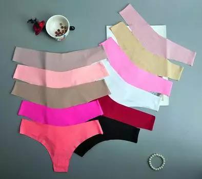 Sexy Ladies Ice Silk Thong Бесшовные нижнее белье Бикини Нижнее белье M чёрный