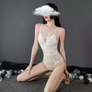 Сексуальное кружевное нижнее белье с глубоким V-образным вырезом, косплей горничной, форма горничной, соблазнение, сексуальная перспектива, цельный костюм M
