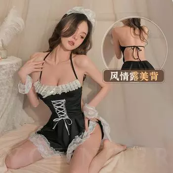 Сексуальное нижнее белье горничная маленькая грудь перспектива горячий флирт соблазняет сексуальная милая горничная кровать бесплатный костюм униформа average size 80-60kg