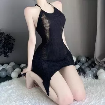 Сексуальное нижнее белье свитер без снятия чистое желание свидание халат страсть униформа маленькая грудь большая пижамный комплект One Size (80-60kg)