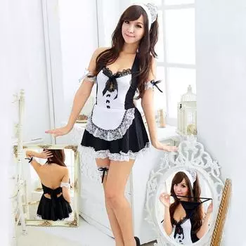 Сексуальное нижнее белье Чистое желание Наряд горничной Соблазнительная пижама Униформа горничной Повар Черная одежда Костюм страсти One size