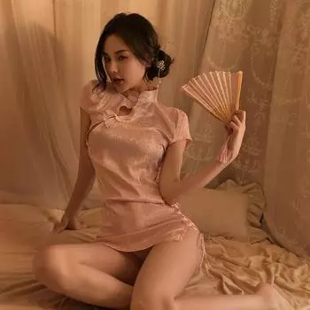 Sexy lingerie retro jacquard teases classical cheongsam uniform temptation free pajamas hot passion suit One size