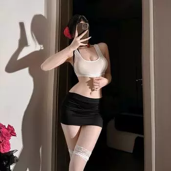 Сексуальное нижнее белье секретарь униформа соблазнение сумка рука юбка чистое желание разрез страсть свободный костюм 897 Average size (80-60kg)