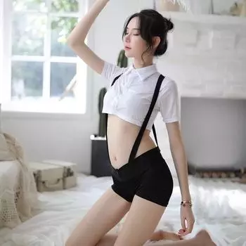 Сексуальное нижнее белье Секретарский комбинезон Униформа Сексуальный студент Косплей Соблазнение Раздельный костюм One size