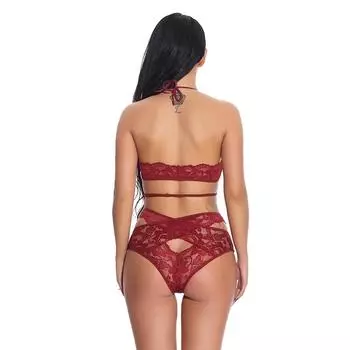 Сексуальный комплект нижнего белья, сексуальные кружевные бретели, комплект из двух предметов, женская сексуальная пижама S
