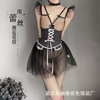 Сексуальное белье сексуальное кружевное пижамное платье униформа соблазнение кролик кровать страсть бесплатный костюм average size