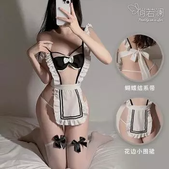 Сексуальное нижнее белье Сексуальный горничная бант кровать страсть бесплатно милый комплект униформы горничной average size [can wear 80-65kg]