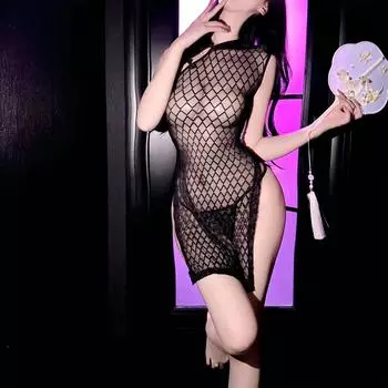 Сексуальное нижнее белье сексуальная перспектива ципао униформа искушение горячий разрез юбка бесплатный костюм для косплея one size fits all