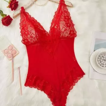 Сексуальное нижнее белье сексуальная перспектива кружевное боди сексуальный пояс для чулок боди с глубоким V-вырезом женщины S