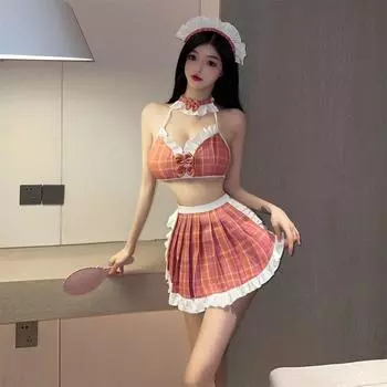 Сексуальное нижнее белье Сексуальная студенческая форма JK Розовая клетчатая юбка Косплей Горячее платье-чехол One Size