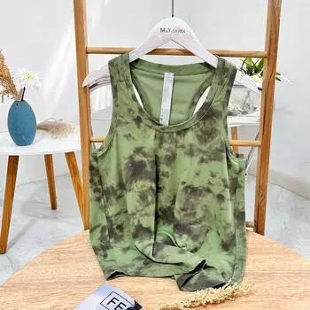 Sexy LL Same Style Women s I-Shaped Tie-Dye Sports Vest Running Breathable Quick-Drying Slim Looking Fitness Yoga Sleeveless Tops Fruit Green 4 (wear within 50.00kg)
