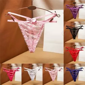Сексуальные женские трусики-стринги с низкой посадкой и прозрачными вставками