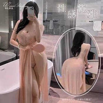 Сексуальная сетчатая ночная сорочка женское элегантное платье на бретельках с высоким разрезом чистое желание ветер прозрачная ночная сорочка на бретельках one size fits all