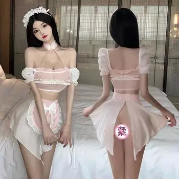 Сексуальная сетка на груди, мягкий восковой сладкий красивый наряд служанки, эротическое нижнее белье большого размера, чистое желание, форма горничной 9 One Size