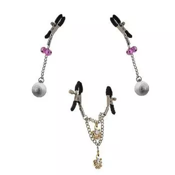 Сексуальный зажим для сосков, клипса для губ, комбинированный костюм, кулон в виде колокольчика для груди, взрослые секс-игрушки, страсть для пары, альтернативная страсть Labia Clip